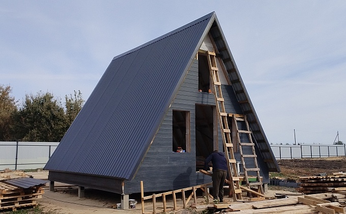 Объект Фасад А-фрейм дома - изображение  №3>