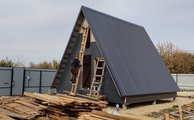 Объект Фасад А-фрейм дома - изображение  №4>